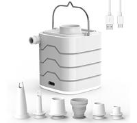 Homdat Bomba de Aire Electrica Portatil, 3 en 1 Recargable Inflador con 5 boquillas Rápido, 2500 mAh Ultrapequeña Hinchador Que Puede inflar y bombear Aire para Piscinas, colchones de Aire