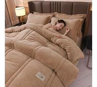 HOMDECR Edredón De Lana De Cordero Cálido Edredón De Invierno Grueso Polar De Doble Cara Edredón Hipoalergénico Regalo De Estudiante Invierno Pequeño Cachemir (Marrón,180 * 220CM(4KG))