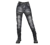 HOMDECR Pantalones De Moto Para Mujer,Vaqueros De Motociclista Carreras Senderismo Pantalones De Escalada Con Bolsillos Y 4 Almohadillas Protectoras Desmontables (Negro,S)