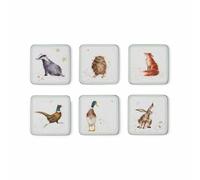 Homdox Pimpernel 10,5 x 10,5 cm MDF con respaldo de corcho Wrendale Designs Posavasos, juego de 6, multicolor
