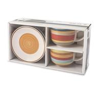 Home 731327 100 Righe - Juego de 2 tazas Jumbo con platillo, Stoneware, cc530
