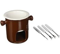 Home 85906 Servicio Fondue para Chocolate con 4 Tenedores, Porcelana, marrón, 5 Unidad