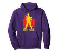Home Alone Kevin McCallister Silhouette House Logo Retro Sudadera con Capucha, Unisex para Adultos, Morado, XL