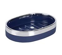 Home Basics Jabonera Ovalada, plástico ABS, Azul Marino