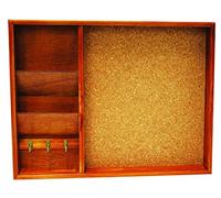 Home Basics Tablón de anuncios de madera montado en la pared con organizador de correo y soporte para llaves de 3 ganchos, pino
