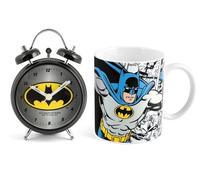 HOME Batman Set Despertador Taza, Porcelana, Negro, 2 Unidad, Juego de 2 Piezas