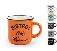 Home, Bistrot - Juego de 6 Tazas de Café de Gres - 120 ml - 6 Colores Vivos - Apto para Microondas y Lavavajillas - Ideal para Hogar, Bar o Cafetería