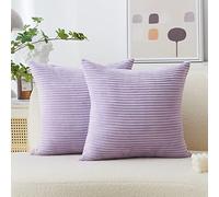 Home Brilliant Fundas de Cojín Lila 45cm x 45cm Elegante Pana Morado Claro Funda de Cojín para Sofá Sillón Banco Decoración Otoñal, Juego de 2, Lavanda