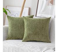 Home Brilliant Fundas de cojín verdes para cojines dispersos, fundas de almohada decorativas cuadradas de felpilla de 45 x 45 pulgadas con cremallera invisible, paquete de 2, (45 x 45 cm, verde hierba