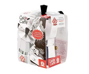 Home Caldo Caffè -Cafetera Moka para Espresso, 3 Tazas, Aluminio, Gris, 15 x 8,5 x 15,5 cm