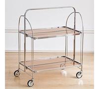 Home - Carrito de bar con ruedas y asa, carrito de servicio plegable para bebidas, café, té y almacenamiento, carrito de comedor Rolg para entretenimiento y uso doméstico