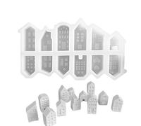 Home Casting Candle Mold - Silicone Resin Making Molds, Art House Candle Mold, Reusable Soap Clay Mold, Handicraft Mold 12 Houses For Candle Soap Making