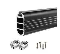 Home Closet Rods for Hanging Clothes Non-Slip Closet Poles for Hanging Clothes Heavy Duty, Oval Quiet Wardrobe Rails and Fittings, Space Saving Wardrobe Rods for Closet Clothes Rail(Black,Length 105cm