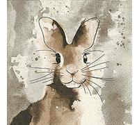 Home Collection Casa Cocina Textiles Set 60 Servilletas Papel Desechable 3 Capas Motivo Conejo Acuarela