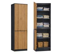Home Collective Armario multiusos de 2 puertas con 5 estantes, versátil para dormitorio, pasillo u oficina, 50 x 40 x 180 cm (ancho x profundidad x altura), roble antracita