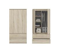 Home Collective Armario Sonoma de 180 cm de alto y 90 cm de ancho con 2 cajones, 3 estantes y barra para ropa, armario organizador de madera para dormitorio, pasillo, sótano, oficina
