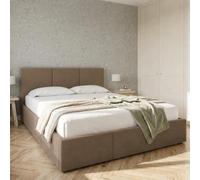 Home Collective Cama doble tapizada con somier y espacio de almacenamiento, 120 x 200, 140 x 200, 160 x 200, 180 x 200 cm, con cajón, cabecero con 3 paneles, terciopelo suave, 160 x 200 cm, café