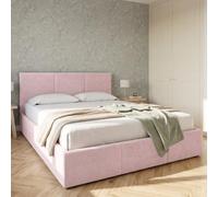 Home Collective Cama doble tapizada con somier y espacio de almacenamiento, 120 x 200, 140 x 200, 160 x 200, 180 x 200 cm, con cajón, cabecero con 3 paneles, terciopelo suave, 180 x 200 cm, rosa