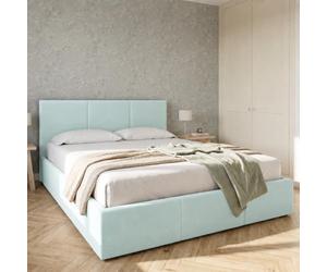 Home Collective Cama doble tapizada con somier y espacio de almacenamiento, 120 x 200, 140 x 200, 160 x 200 cm, 180 x 200 cm, con cajón, cabecero con 3 paneles, terciopelo suave, 160 x 200 cm, azul