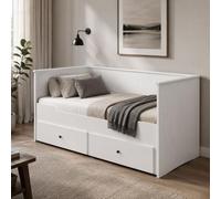 Home Collective Cama funcional nido con cajones y colchón, cama de invitados, cama de día juvenil, dormitorio, muebles, extensible a 160 x 200 cm con guía de ruedas, color blanco