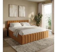 Home Collective Cama tapizada de 180 x 200 cm, incluye somier, estructura de cama doble, tela de chenilla suave, estructura de cama para dormitorio juvenil, soporta hasta 240 kg, color marrón