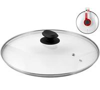 Home Coperchio con Bordo in Acciaio INOX, Plastica/Vetro, Trasparente/Nero, 38 cm