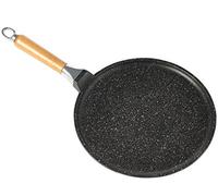 Home Crepera Antiadherente con Mango de Madera, Aluminio, Negro, 28 cm