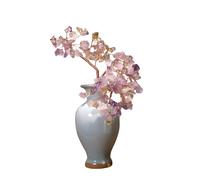 Home Crystal Decoration-Natural Amethyst Ceramic Fortune Tree & Ceramic Vase-Applicable to Living Room, Bedroom Decoration & Gifts + Complimentary Crystal Tree (10.63 in. high)