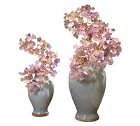 Home Crystal Decoration-Natural Amethyst Ceramic Fortune Tree & Ceramic Vase-Applicable to Living Room, Bedroom Decoration & Gifts + Complimentary Crystal Tree (A Collection&Free 2PCS Crystal Tree)