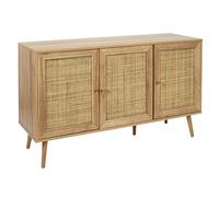 HOME DECO FACTORY Aparador 3 Puertas de Madera Estilo Bali Beige | Madera, aparador de 3 puertas, estilo Bali, almacenaje salón comedor, diseño elegante, robusto, beige y oro
