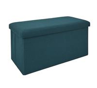 HOME DECO FACTORY Baúl Banco Plegable Atome Asiento y Almacenaje Azul | Plástico, baúl banco plegable, modelo Atome, asiento y almacenaje, salón dormitorio entrada, cómodo, 76x38x38 cm