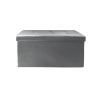 HOME DECO FACTORY Baúl Banco Plegable de Polipiel Ahorra Espacio Gris