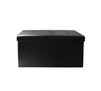 HOME DECO FACTORY Baúl Banco Plegable de Polipiel Almacenaje Negro