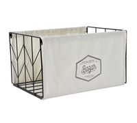 HOME DECO FACTORY Caja de Almacenaje Plegable de Metal Negro | Metal, caja de almacenaje plegable, talla M, ahorra espacio, fácil de limpiar, versátil, diseño moderno, negro y beige