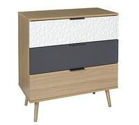 HOME DECO FACTORY Cómoda Escandinava 3 Cajones de Madera Blanco y Gris | Madera, cómoda escandinava, 3 cajones, estilo moderno, dormitorio o entrada, 39x75x80 cm, blanco y gris antracita