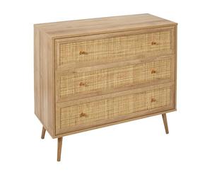 HOME DECO FACTORY Cómoda Moderna 3 Cajones Funcional 90 cm Marrón | Cómoda moderna, 3 cajones, almacenaje funcional, salón dormitorio, diseño elegante, 79x90x39 cm, marrón