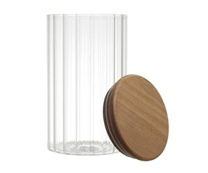 HOME DECO FACTORY Cook Concept - KA0378 Bote de Conservación de Vidrio Transparente con Tapa de Acacia, Diseño Moderno y Estético, Ideal para Almacenar Alimentos, 70 cl, Transparente