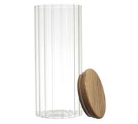 HOME DECO FACTORY Cook Concept, KA0379 - Tarro portaobjetos de Cristal con Tapa de Acacia, Ideal para Alimentos Secos y preparaciones caseras, Capacidad: 110 cl, Color Transparente, 110 cl