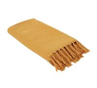 HOME DECO FACTORY Cubresofá de Algodón Gofrado 160x130 cm Elegante Ocre | Algodón, cubresofá, motivo gofrado, 160x130 cm, decoración de interior elegante, salón, amarillo ocre