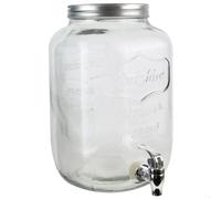 Home Deco Factory Dispensador de Bebida Essentiel 8 L, Cristal con Letras en Relieve y Tapa de Metal