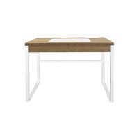 HOME DECO FACTORY Escritorio Moderno de Madera y Metal con Cajón Blanco | Madera y metal, escritorio moderno, cajón de almacenaje, diseño ergonómico, espacios pequeños, 100x50,3x74 cm, blanco