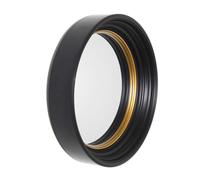 HOME DECO FACTORY Espejo Convexo Redondo 40,5 cm Amplificador Oro Negro | Plástico, espejo convexo redondo, 40,5 cm, contorno negro, efecto visual amplificado, decoración mural moderna, oro