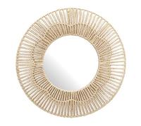 HOME DECO FACTORY Espejo Redondo 50 cm Decoración Mural Elegante Marrón | Metal hierro, espejo redondo, 50 cm, decoración mural elegante, acabado duradero, salón o entrada, marrón