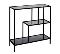 HOME DECO FACTORY Estantería de Cristal Templado 2 Niveles Industrial | Cristal templado y metal, estantería, 2 niveles, estilo industrial vintage, salón dormitorio despacho, 80x79,5 cm, negro