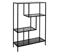 HOME DECO FACTORY Estantería de Cristal Templado 3 Niveles Libros Negro | Cristal templado y metal, estantería, 3 niveles, estilo industrial vintage, libros y decoración, 80x113 cm, negro