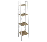 Home Deco Factory Estantería de madera Natural Crush (L x An x Al: 32 x 34 x 148 cm, Capacidad de carga: 40 kg, Blanco/Roble)
