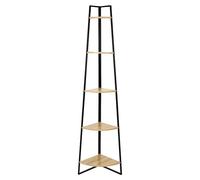 Home Deco Factory Estantería esquinera Bristot Indus (L x Al: 34,5 x 180 cm, Negro/Roble)
