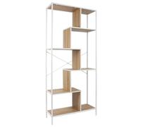 HOME DECO FACTORY Estantería Industrial Compartimentada 180 cm Blanco | Madera de ingeniería, estantería industrial compartimentada, estilo vintage, gran formato, 80x180 cm, blanco y marrón
