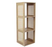 Bali Estantería de madera (L x An x Al: 32 x 31 x 99 cm, Marrón, Con ratán trenzado)