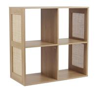 HOME DECO FACTORY Estantería Modular 4 Huecos de Ratán Diseño Aireado | Ratán, estantería modular, 4 huecos, diseño aireado, salón dormitorio entrada, natural, 66x66x32 cm, marrón